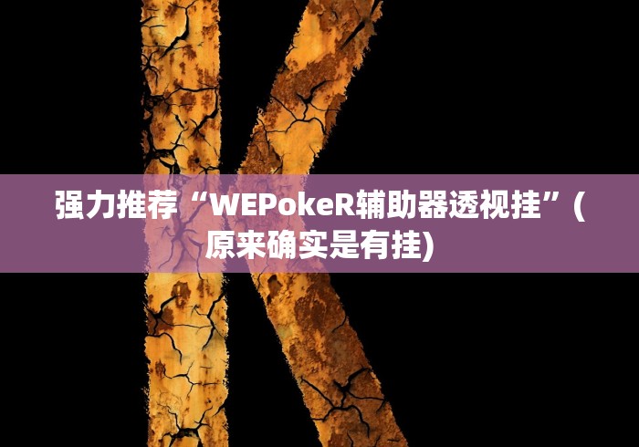强力推荐“WEPokeR辅助器透视挂”(原来确实是有挂)