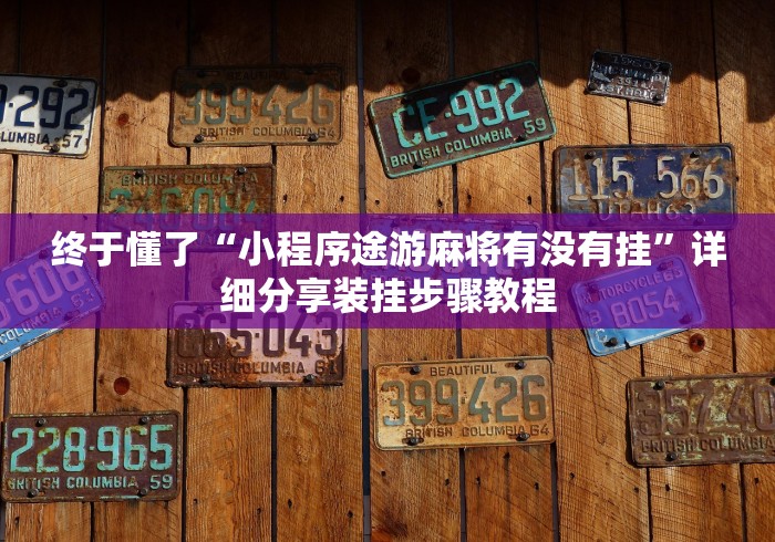 终于懂了“小程序途游麻将有没有挂”详细分享装挂步骤教程