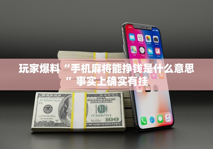 玩家爆料“手机麻将能挣钱是什么意思”事实上确实有挂