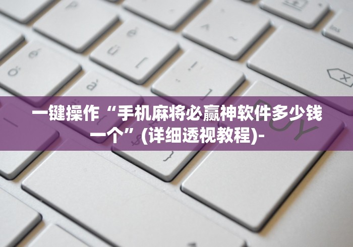 一键操作“手机麻将必赢神软件多少钱一个”(详细透视教程)-