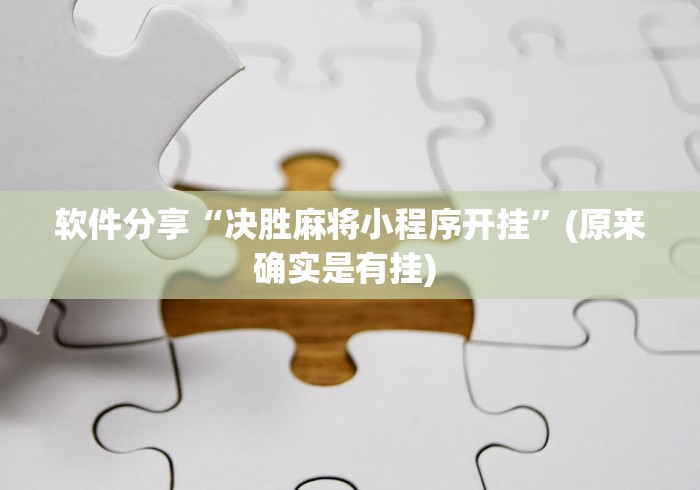 软件分享“决胜麻将小程序开挂”(原来确实是有挂) 