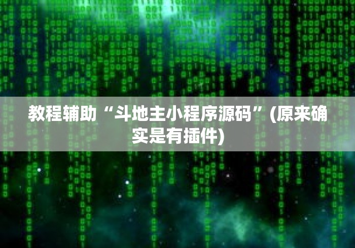 教程辅助“斗地主小程序源码”(原来确实是有插件)