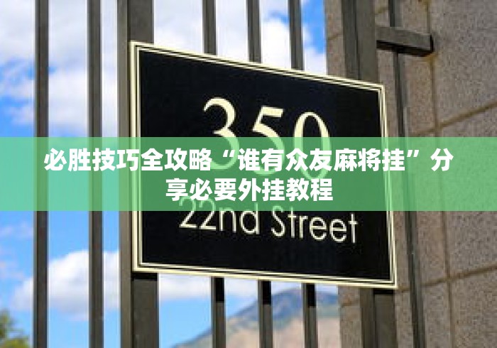必胜技巧全攻略“谁有众友麻将挂”分享必要外挂教程