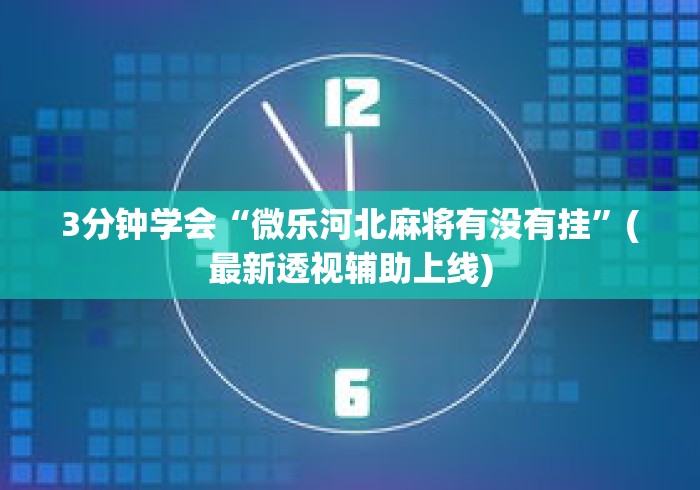 3分钟学会“微乐河北麻将有没有挂”(最新透视辅助上线)