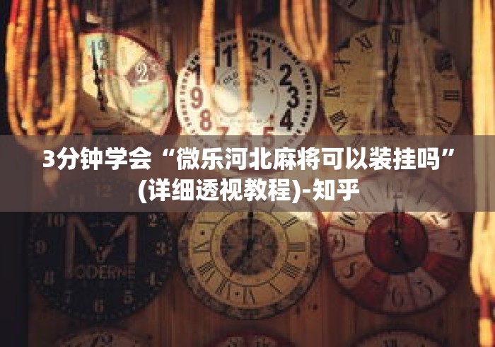 3分钟学会“微乐河北麻将可以装挂吗”(详细透视教程)-知乎