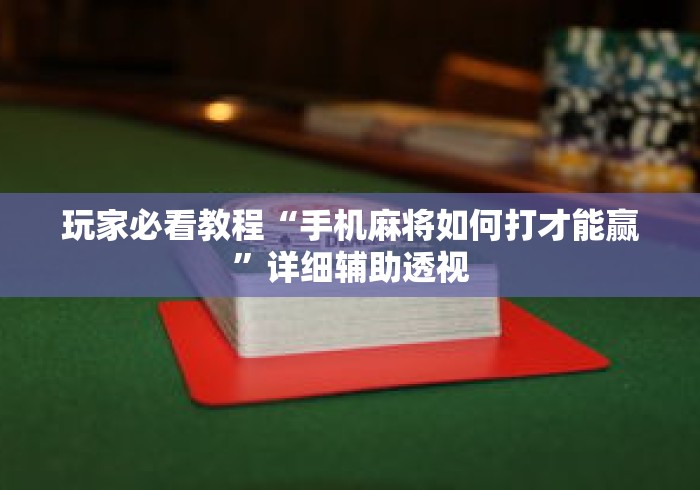玩家必看教程“手机麻将如何打才能赢”详细辅助透视