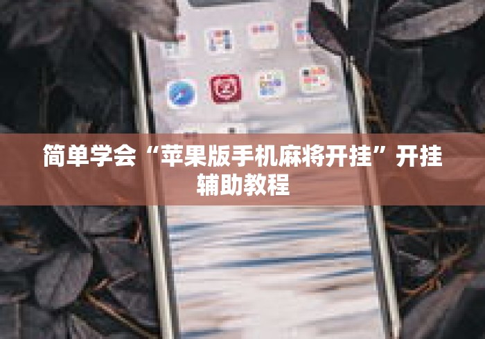 简单学会“苹果版手机麻将开挂”开挂辅助教程