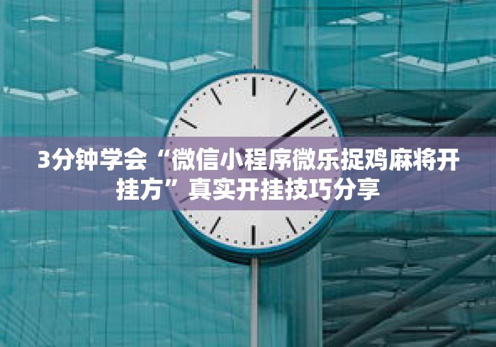 3分钟学会“微信小程序微乐捉鸡麻将开挂方”真实开挂技巧分享