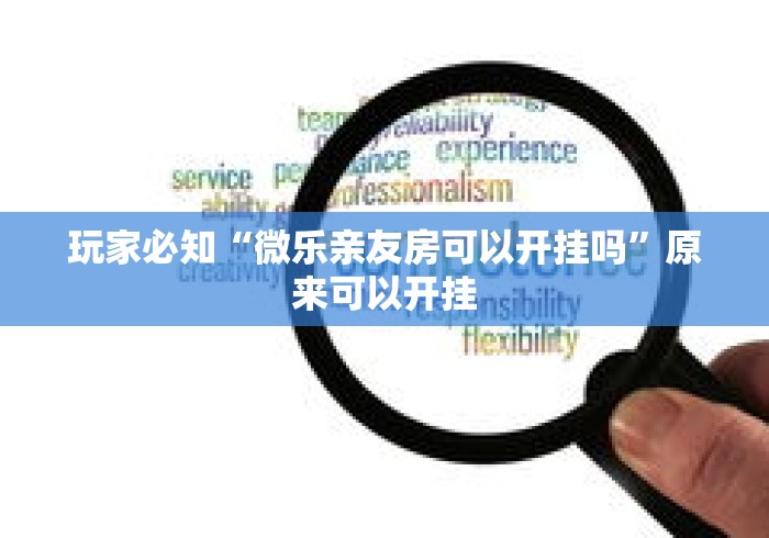 玩家必知“微乐亲友房可以开挂吗”原来可以开挂
